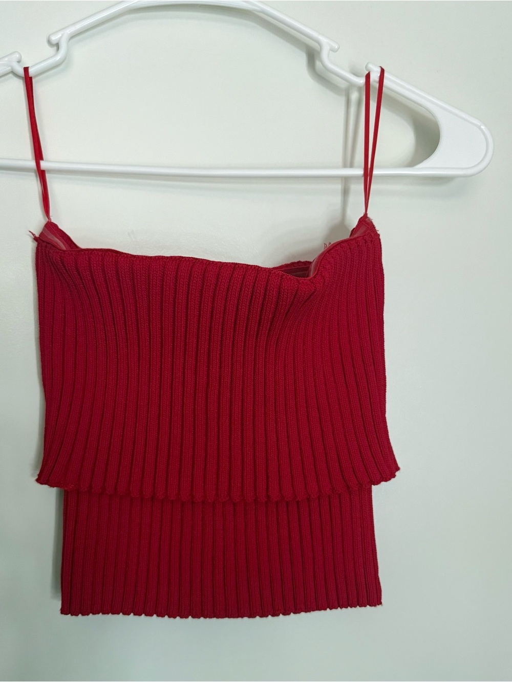 Red Ribbed Knit strapless tube top size small
